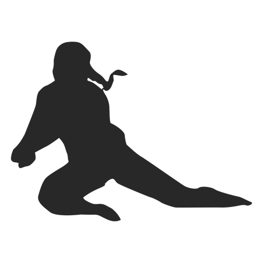 Volleyball player in dig position silhouette PNG Design