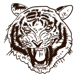 Ícone desenhado à mão de tigre selvagem Transparent PNG