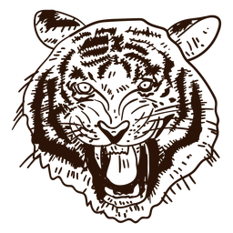 Wilde Tiger Hand gezeichnete Ikone Wilde Tiger Hand gezeichnete Ikone
