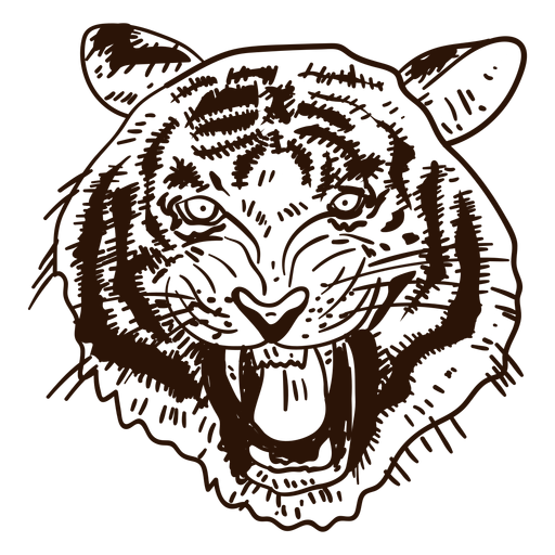 Wild tiger hand drawn icon PNG Design