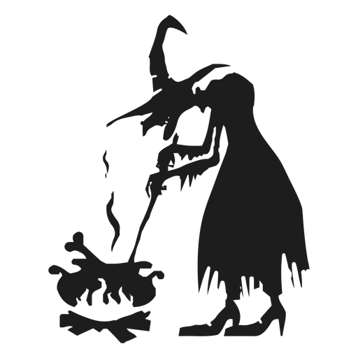 Witch and cauldron silhouette PNG Design