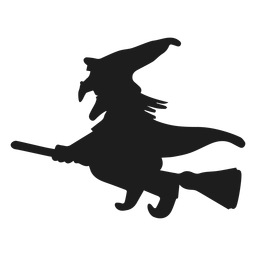 Witch riding a broom silhouette Transparent PNG