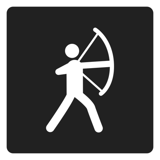 Arquero de icono cuadrado de tiro con arco
