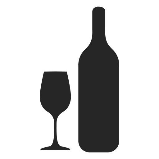Icono plano botella y vidrio Diseño PNG