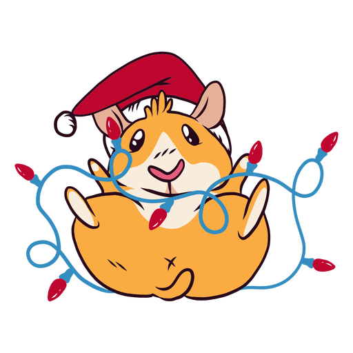Christmas lights guinea pig cartoon PNG Design