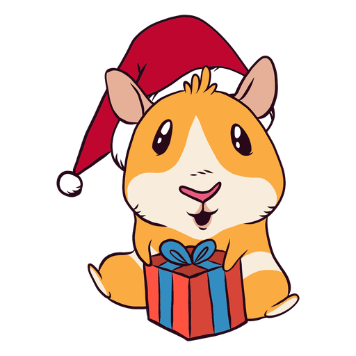 Weihnachtsgeschenk-Meerschweinchen-Cartoon PNG-Design