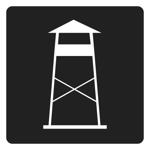 Ícone quadrado da estação de vigilância da costa Desenho PNG