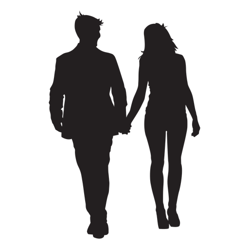 Couple holding hands silhouette