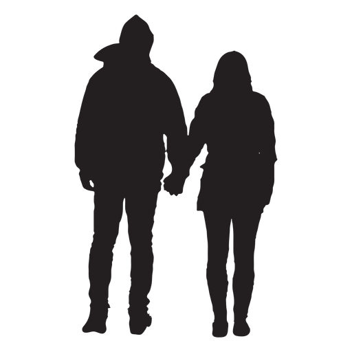 Couple in jacket silhouette PNG Design