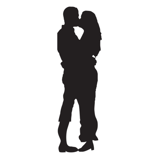Casal se beijando docemente em silhueta
