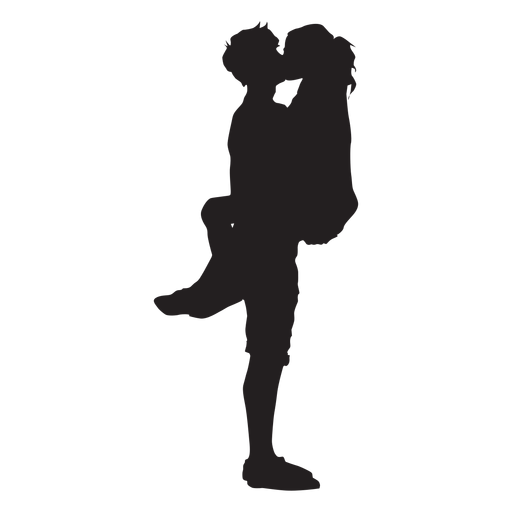Paar romantische Kuss Silhouette PNG-Design