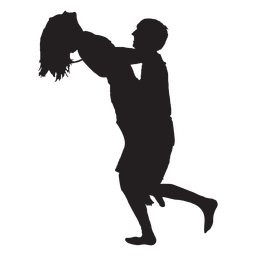 Pareja romántica elevación silueta Diseño PNG