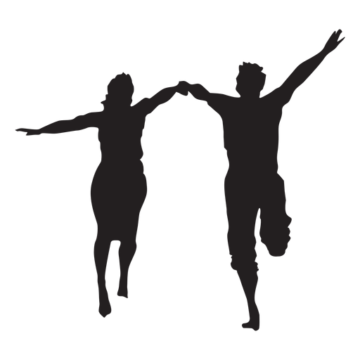 Couple running happy silhouette PNG Design