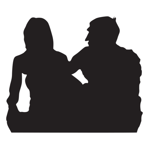 Couple sitting down silhouette PNG Design