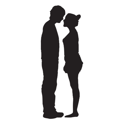 Couple staring at each other silhouette PNG Design
