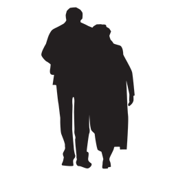 Paar gehen zusammen Silhouette PNG-Design