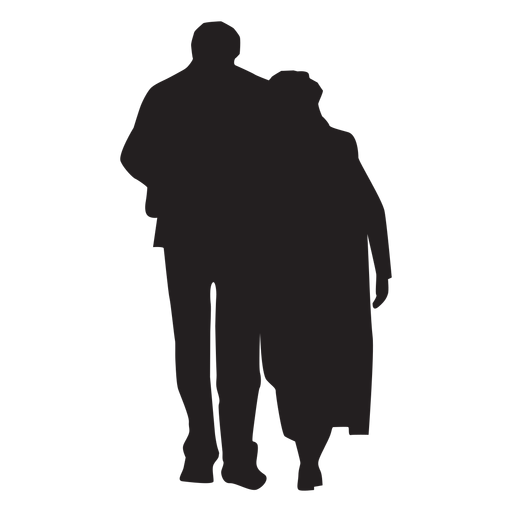 Couple walking together silhouette