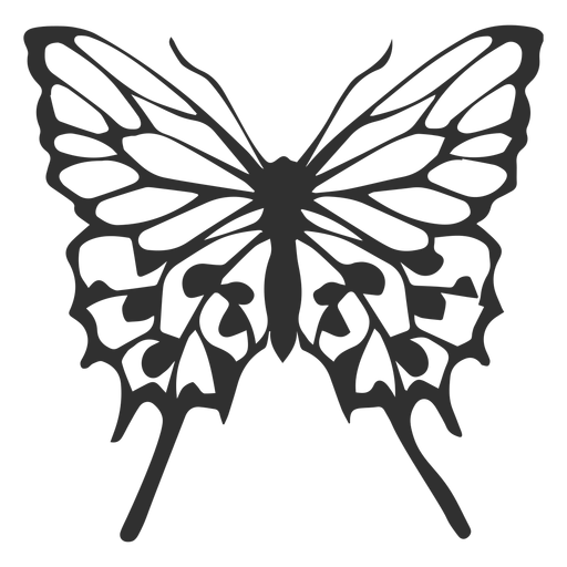 Silueta de vuelo de mariposa detallada Diseño PNG