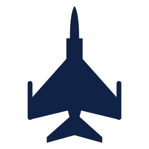 Blue airplane top view silhouette