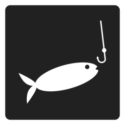 Icono cuadrado de pescado y cebo Diseño PNG