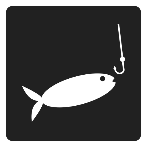 Ícone quadrado de peixe e isca Desenho PNG