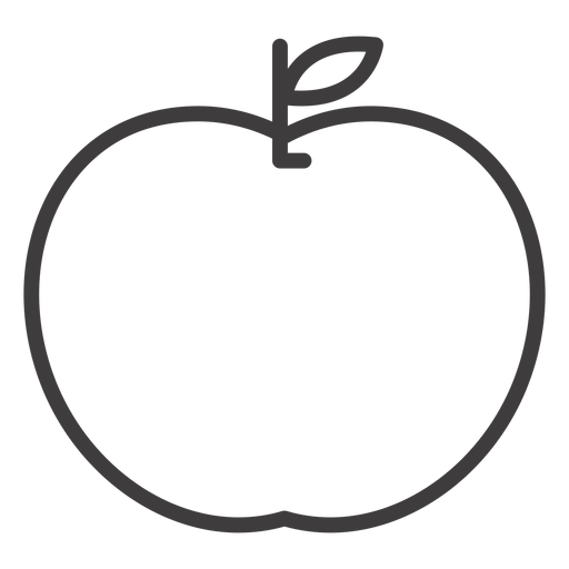 Flat apple fruit stroke icon PNG Design