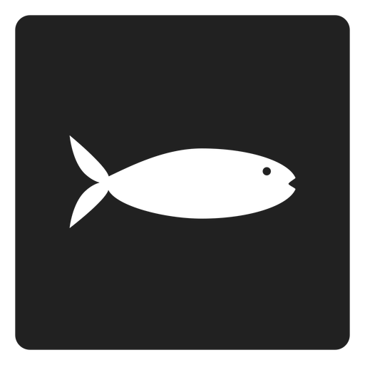 Ícone quadrado de peixe plano Desenho PNG