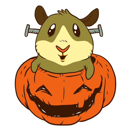 Guinea pig in pumpkin cartoon PNG Design