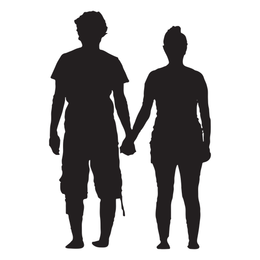 Hand holding couple silhouette PNG Design