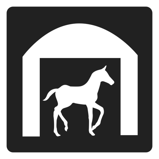 Cavalo em um ícone quadrado estável Desenho PNG