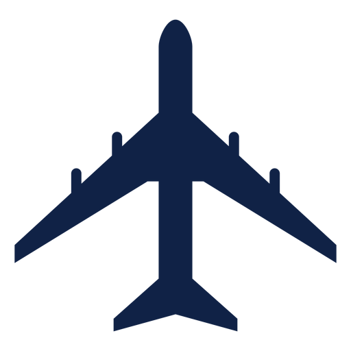 Flat airplane top view silhouette