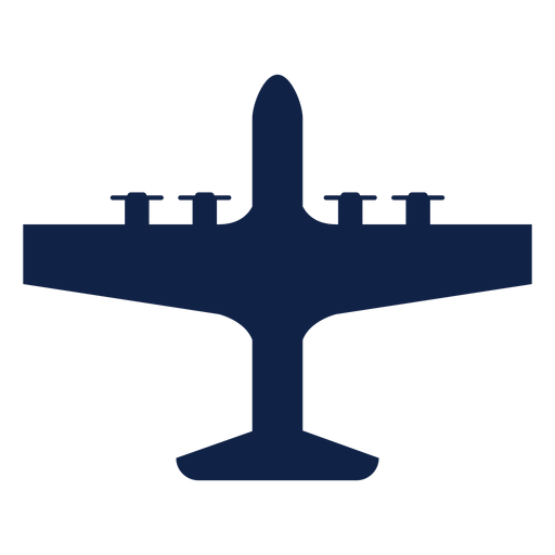 Military airplane top view simple silhouette