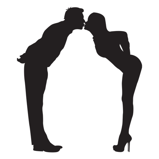 Lover cute kiss silhouette PNG Design