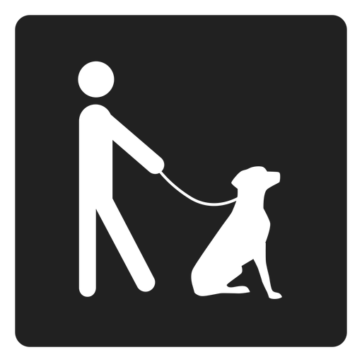 Hombre y un icono cuadrado de perro