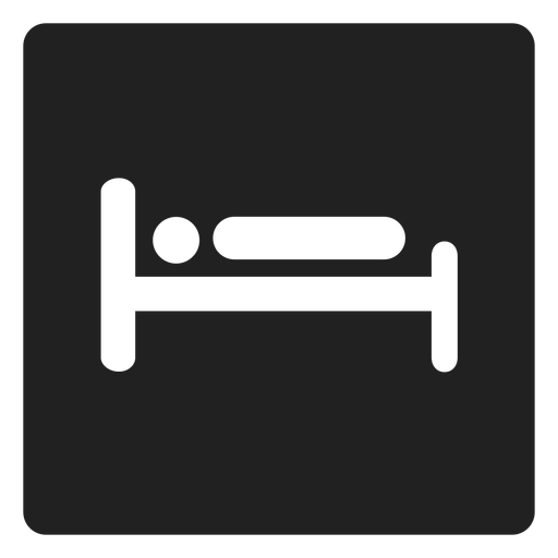 Hombre acostado en el icono cuadrado de la cama