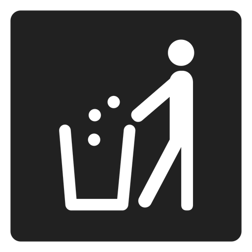 Hombre tirando basura icono cuadrado Diseño PNG