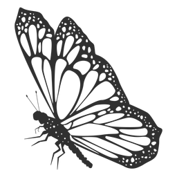 Mariposa monarca vista lateral silueta