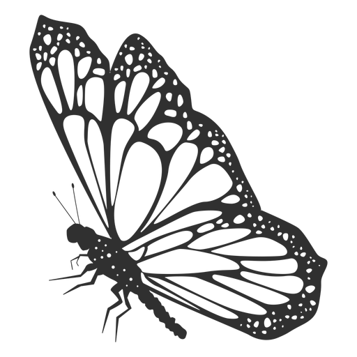Silhueta de vista lateral de borboleta monarca Desenho PNG