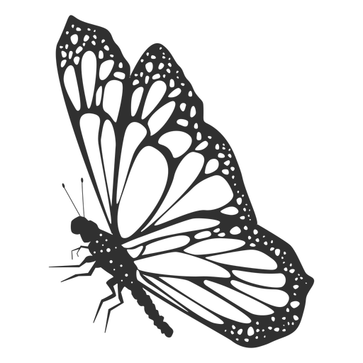 Silhueta da borboleta monarca ainda Desenho PNG