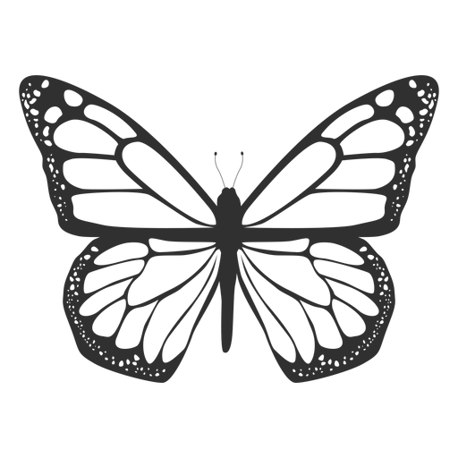 Monarch butterfly top view silhouette PNG Design