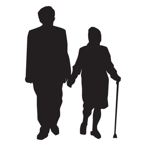 Old couple silhouette couple PNG Design