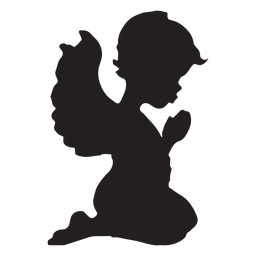 Praying cupid silhouette PNG Design