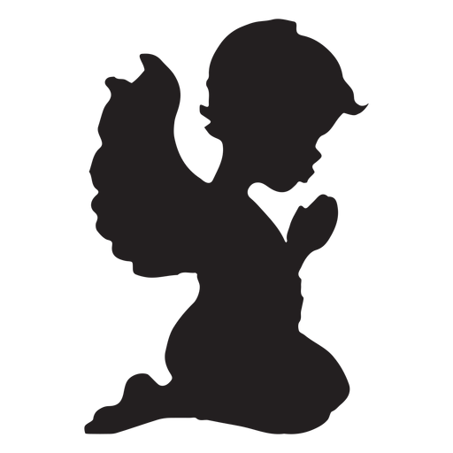Praying cupid silhouette