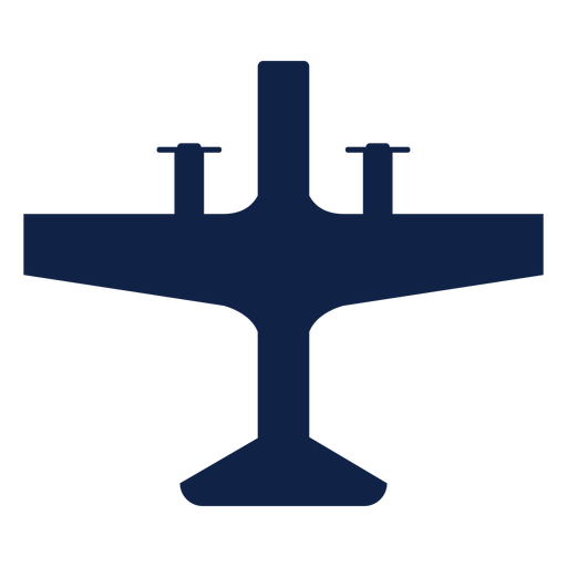 Propeller airplane top view silhouette