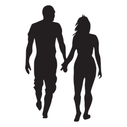 Silhueta de casal andando simples Desenho PNG