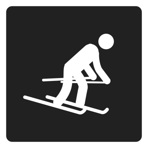 Ícone quadrado de esqui na neve Desenho PNG
