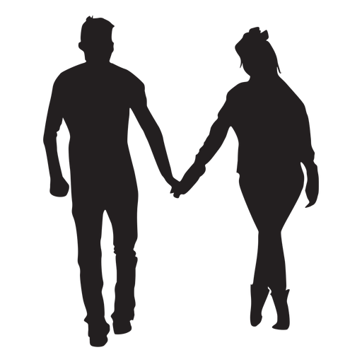 Strollng together couple silhouette
