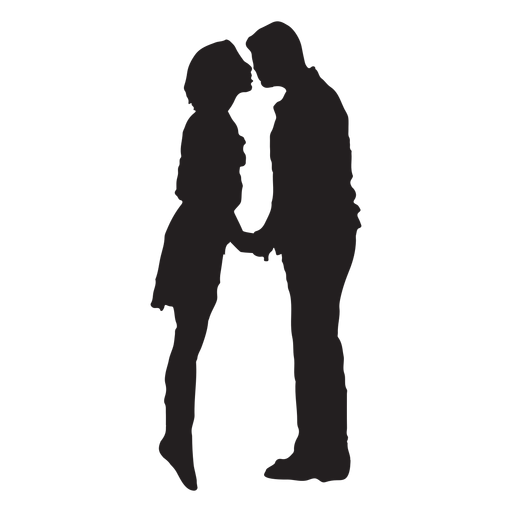 Sweet kissing couple silhouette couple PNG Design