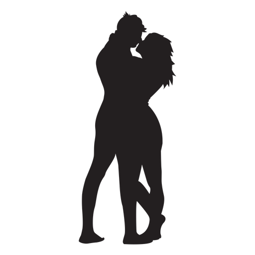 Sweet lovers hug silhouette