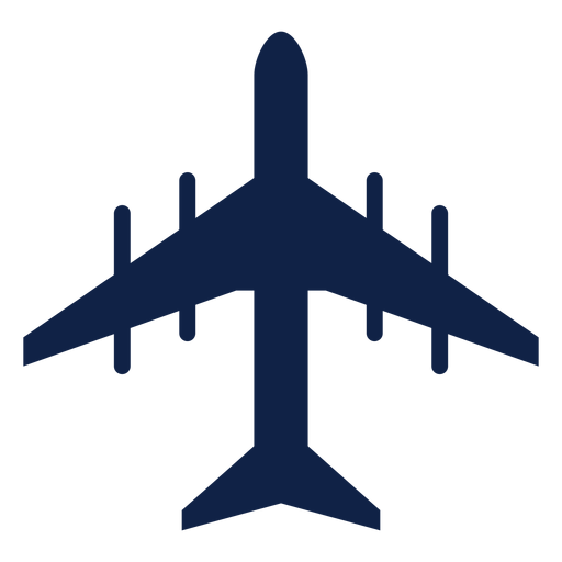 Comercial airplane top view silhouette